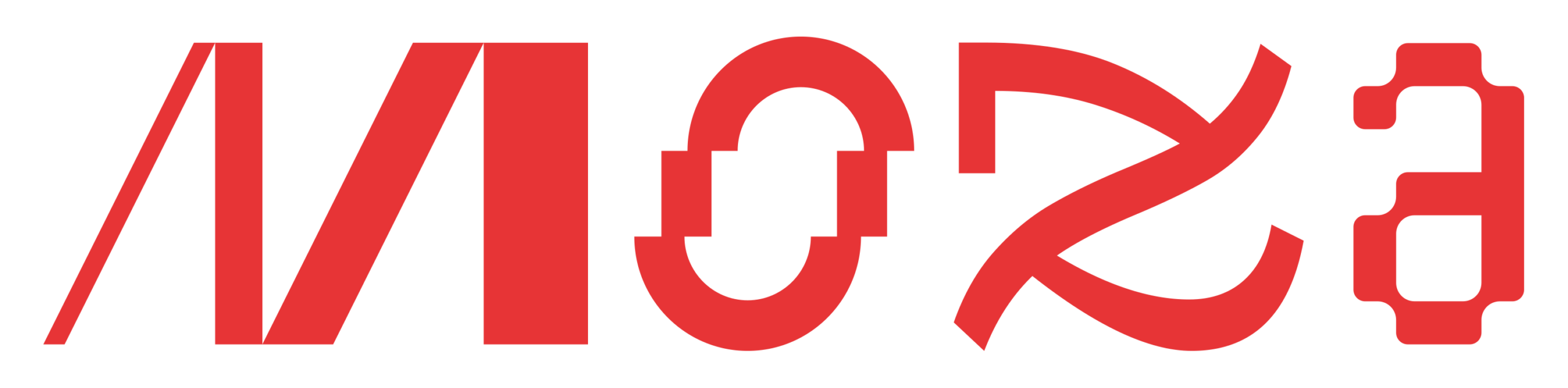MOZA logo sarkanā krāsā